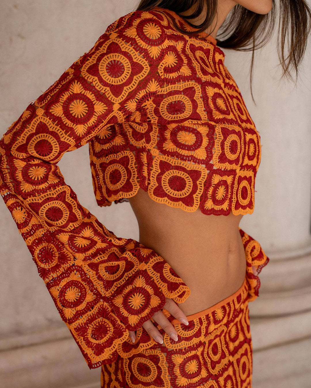 Elorine – Wikkelset met lange mouwen en maxi-rok