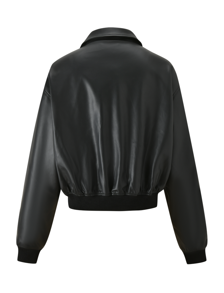 Zerina – Black faux leather bomber jacket
