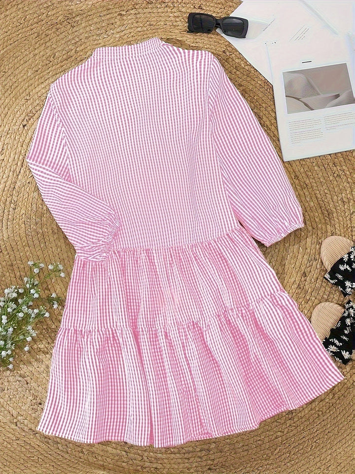 Maribel – Striped midi dress with puff sleeves