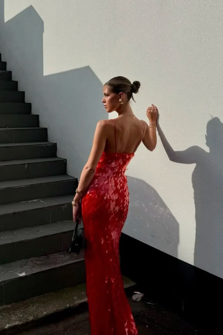 Selene – Deep V-Neck Sequin Maxi Dress