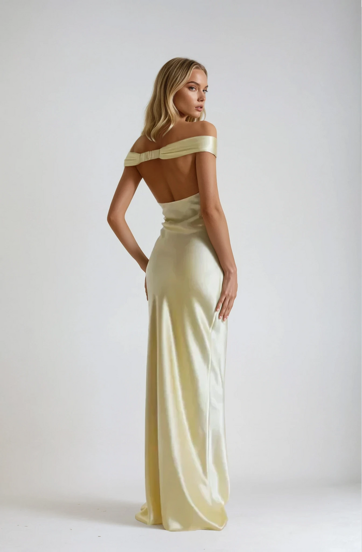 Soraya – Open Back Satin Maxi Dress