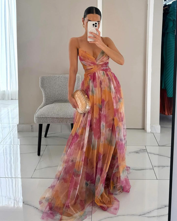 Giselle - Enchanting Floral Print Maxi Dress