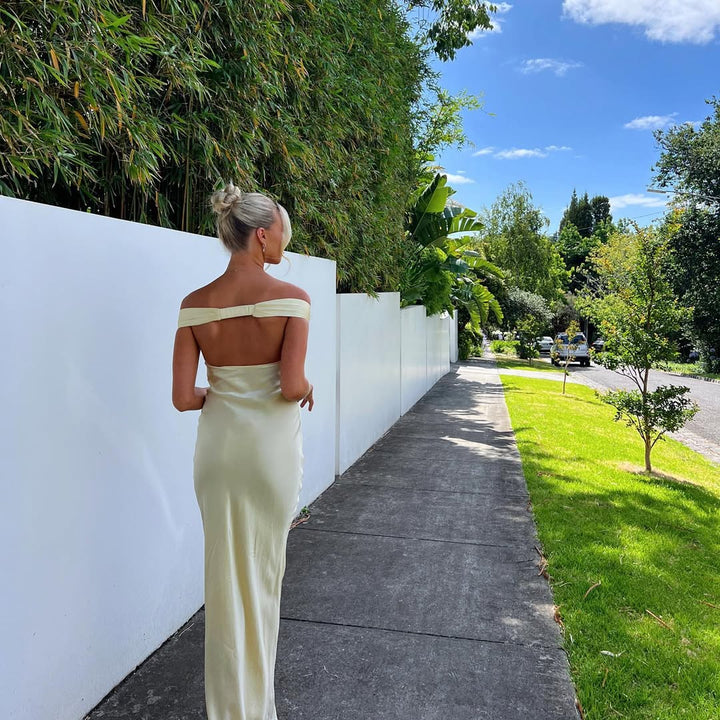 Soraya – Open Back Satin Maxi Dress