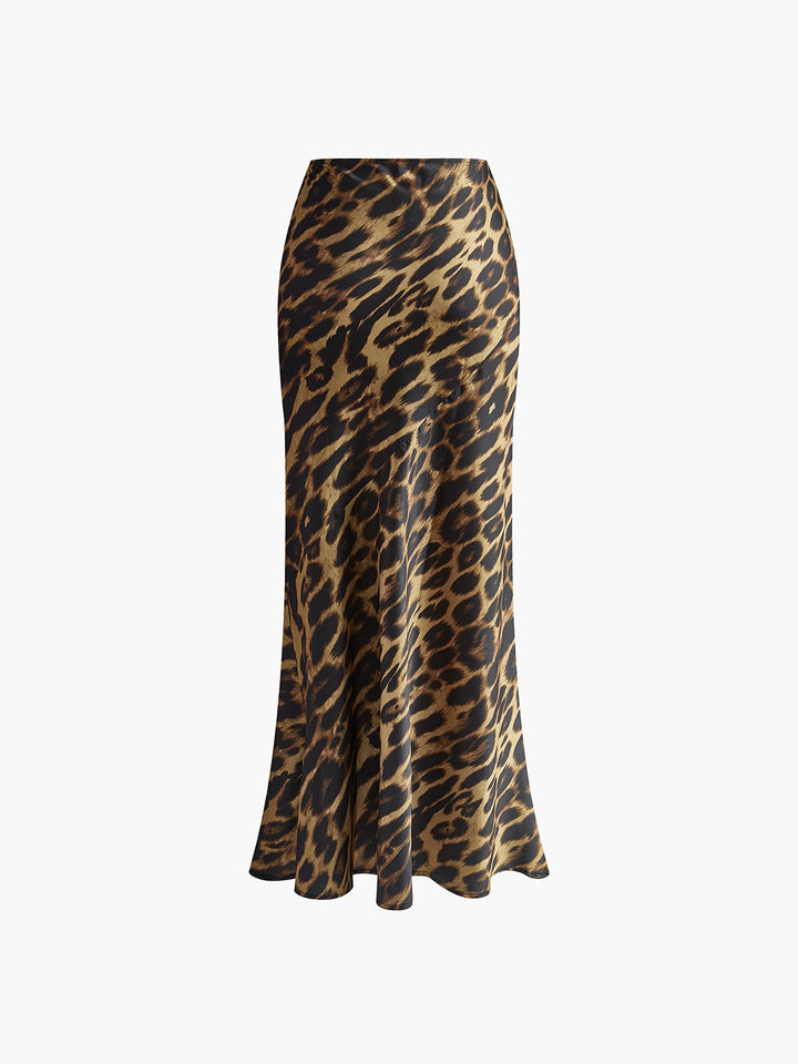 Saviera – Slim fit leopard maxi skirt