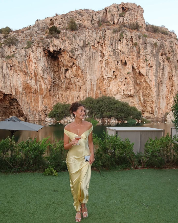 Soraya – Open Back Satin Maxi Dress