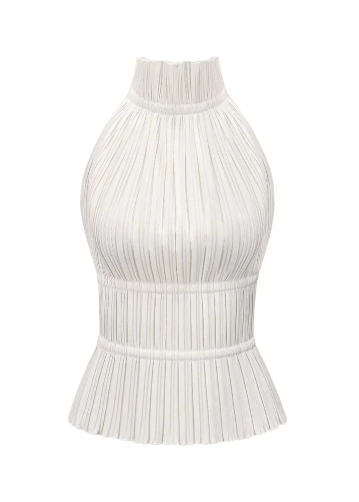 Olivienne – Pleated backless top with neck closure