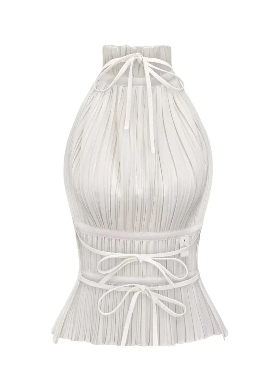 Olivienne – Pleated backless top with neck closure