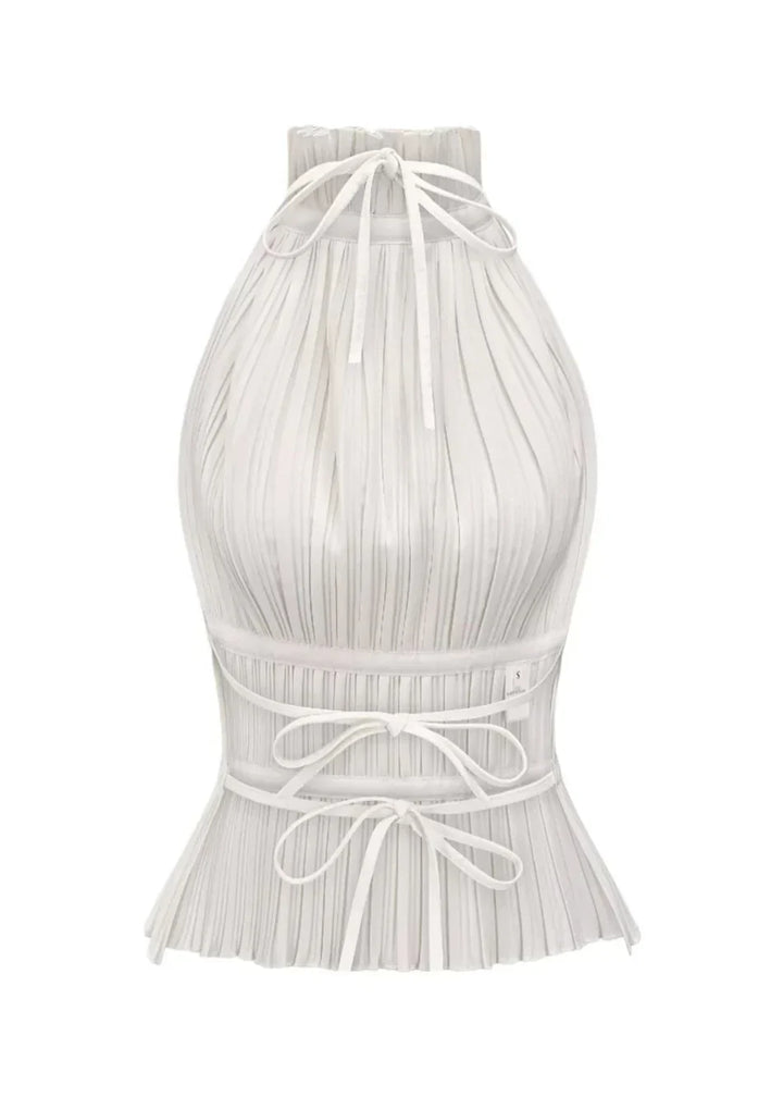 Olivienne – Pleated backless top with neck closure