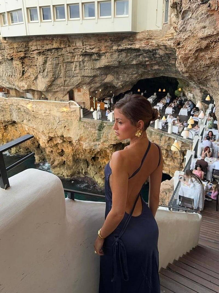 Evoris – One‑Shoulder Backless Maxi Dress
