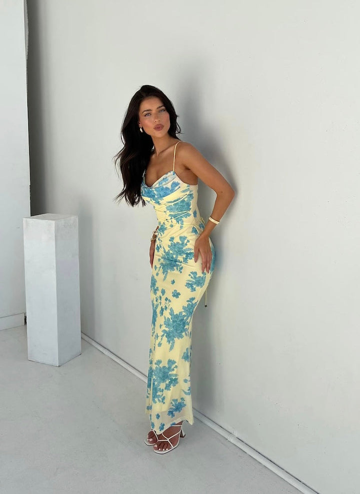 Florée – Floral print maxi dress with bow details