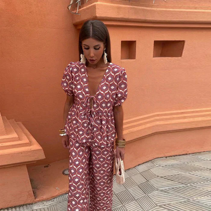Liora – Summer Two-Piece Set with Statement Print