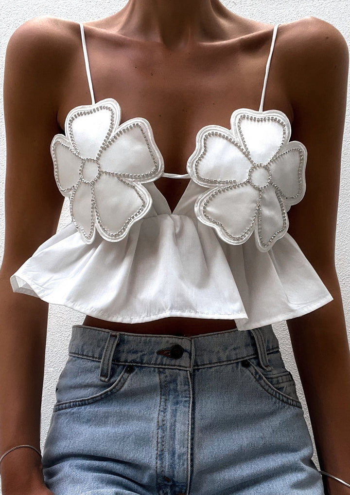 Esme - Elegante Bloemen Crop Top