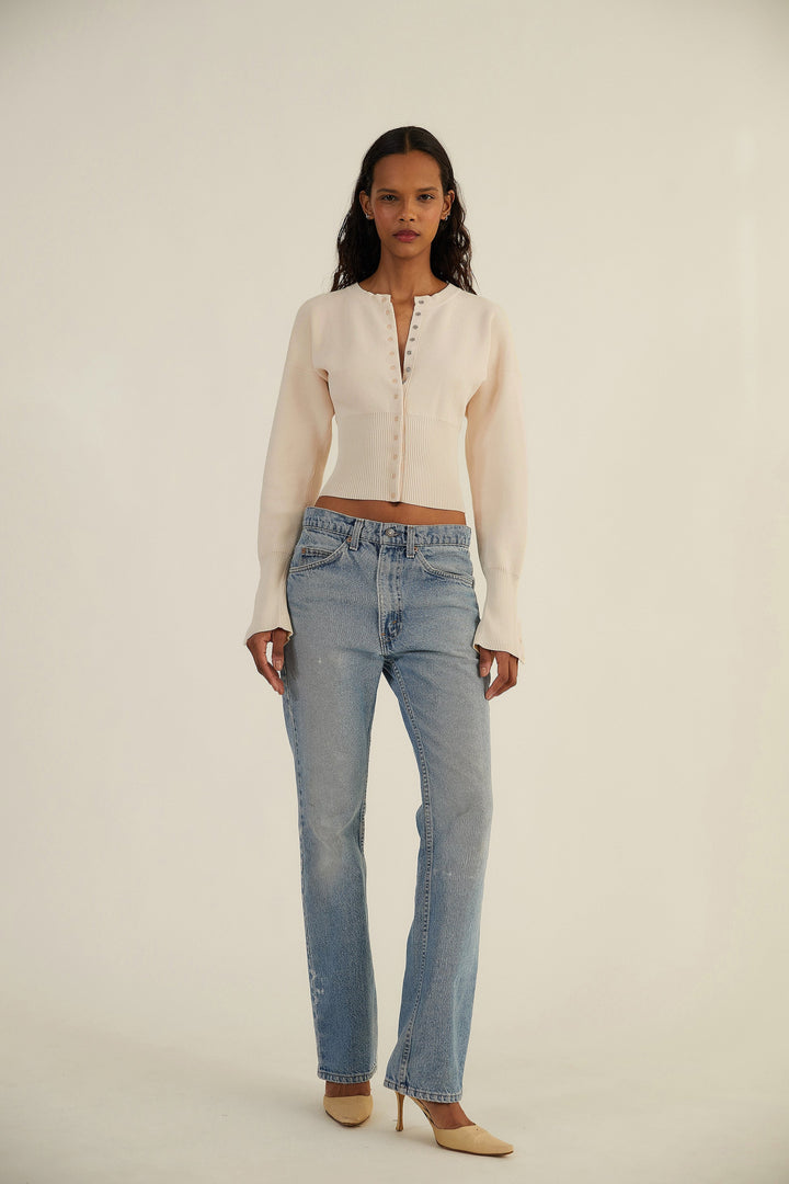 Evalora – Knitted cardigan with volume sleeves