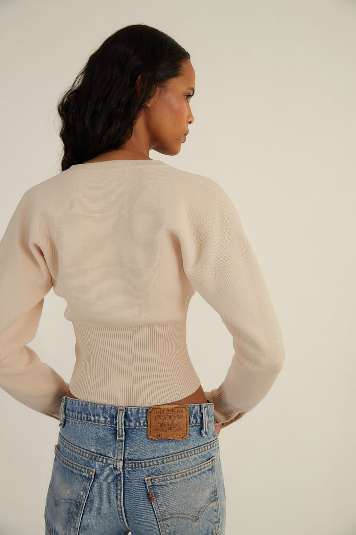 Evalora – Knitted cardigan with volume sleeves