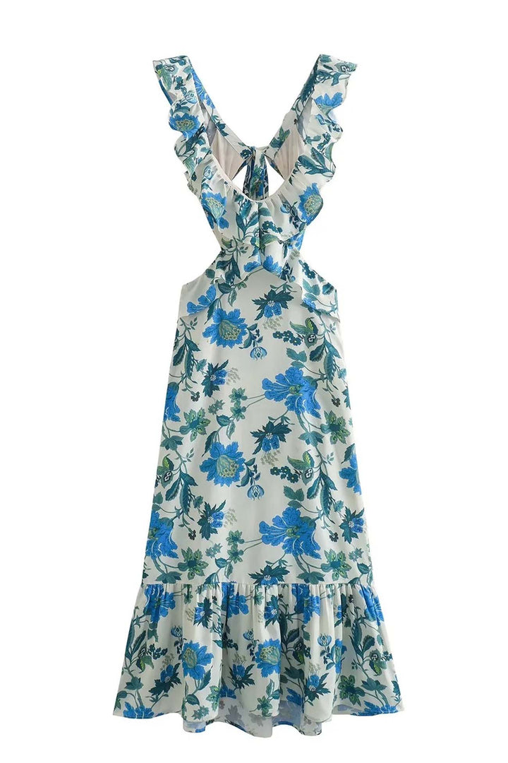 Amelora – Romantic Ruffle Dress with Floral Print