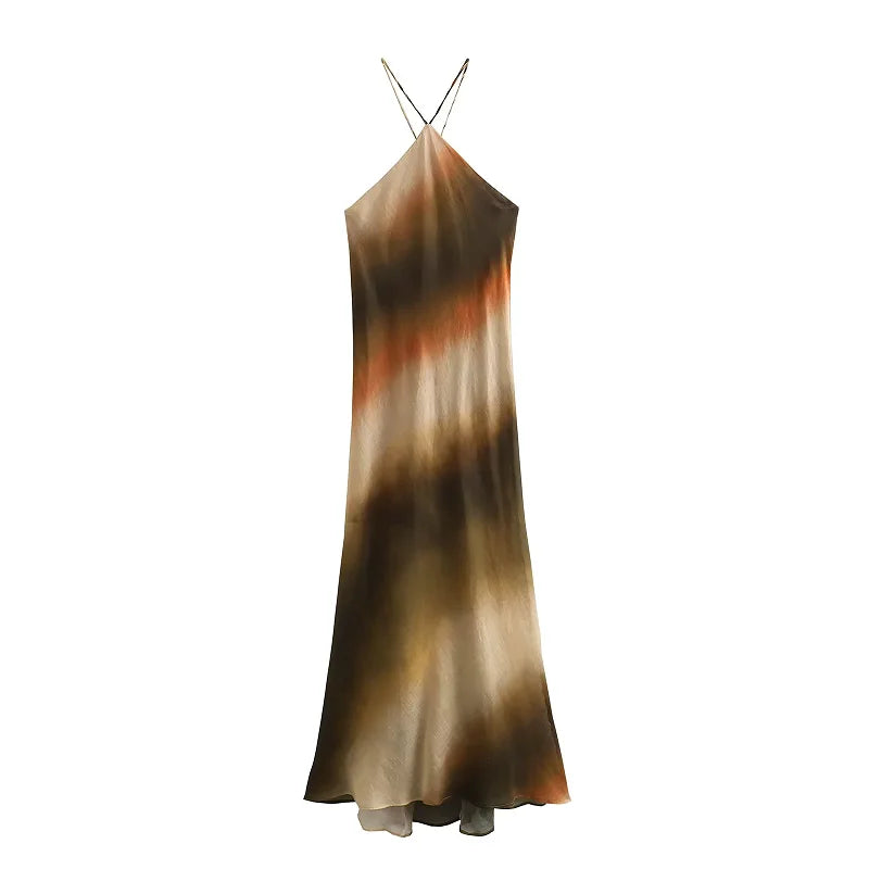 Ariel - Elegante Tie-Dye Halter Midi-jurk