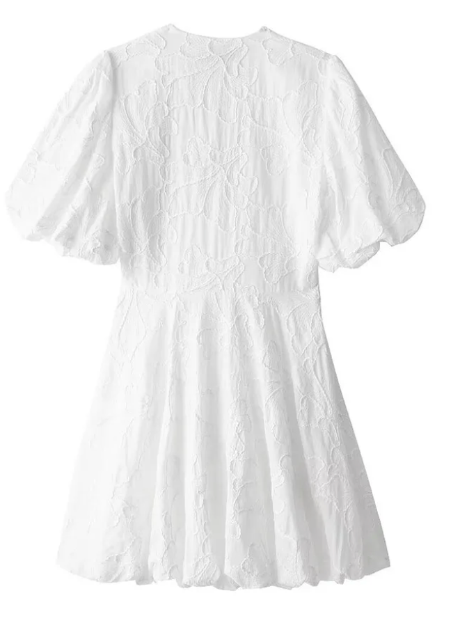 Tessa – Robe midi romantique à manches bouffantes