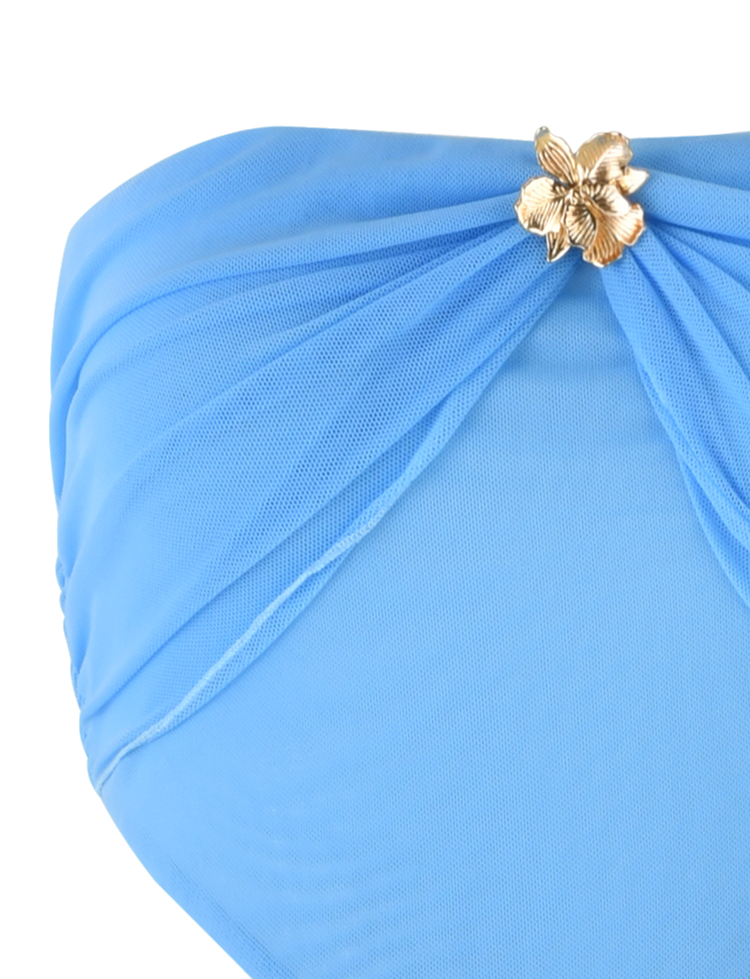 Florentza – Strapless Mesh Maxi met Gouden Bloemaccent