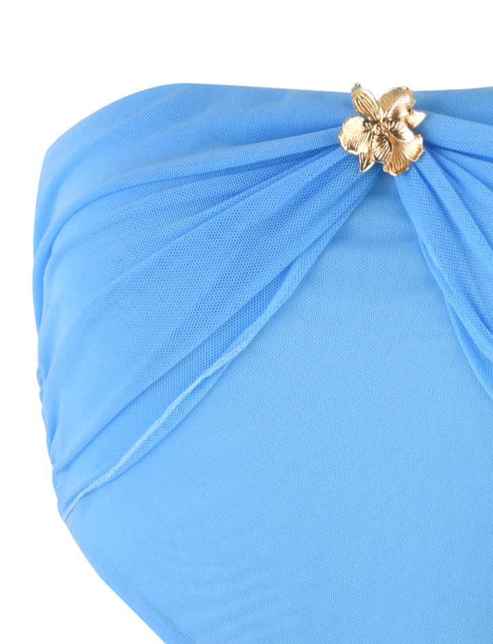 Florentza – Strapless Mesh Maxi met Gouden Bloemaccent