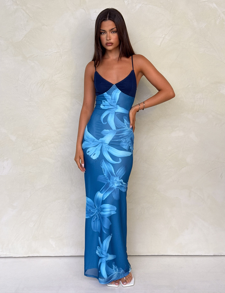 Meshira – Maxi dress with Orchid Print