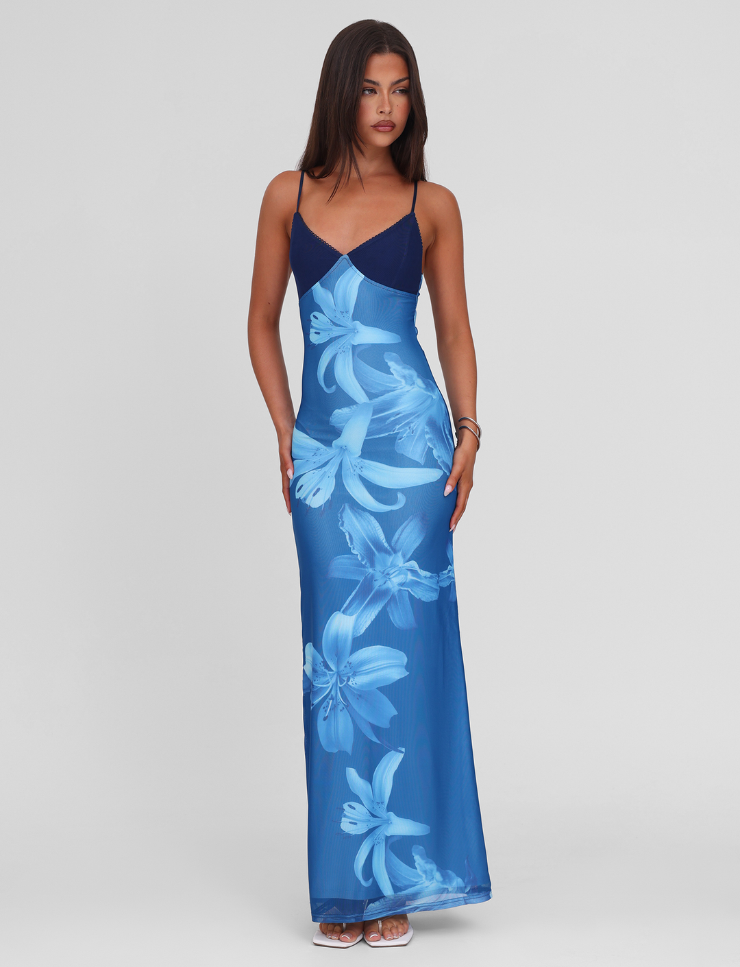 Meshira – Maxi dress with Orchid Print