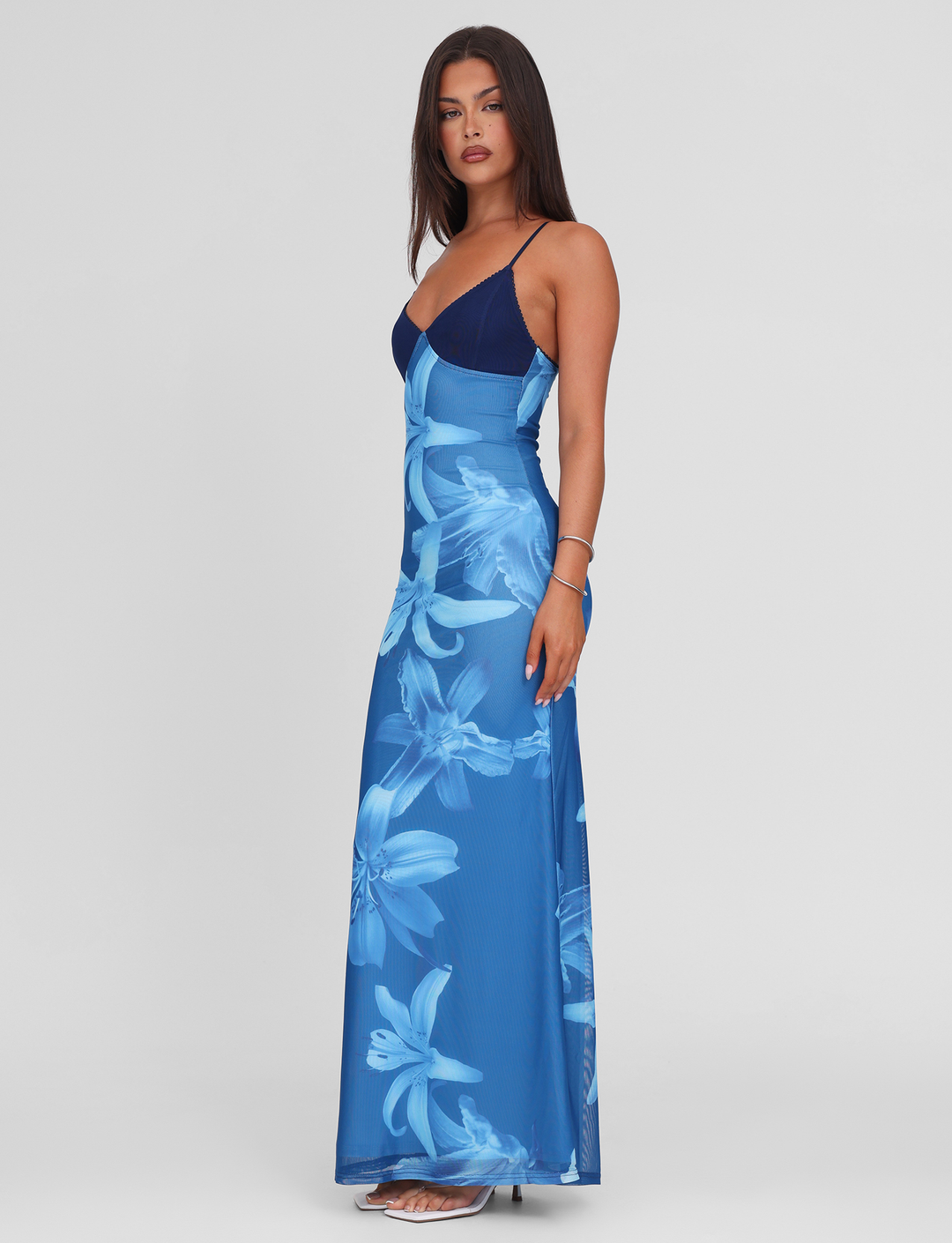 Meshira – Maxi dress with Orchid Print
