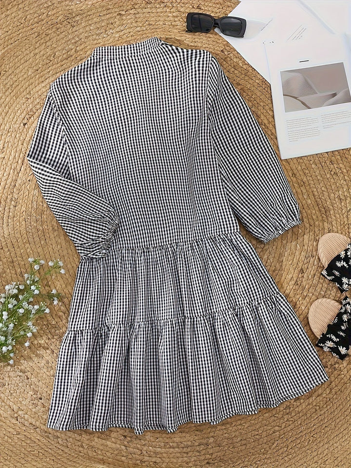 Maribel – Striped midi dress with puff sleeves
