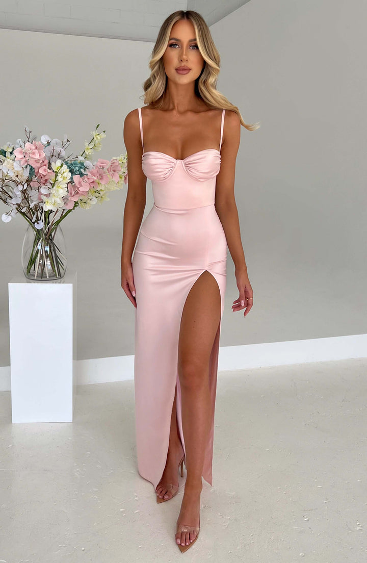 Saly - Robe longue luxueuse en satin