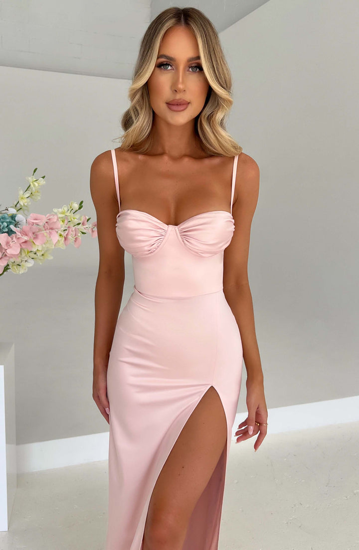 Saly - Robe longue luxueuse en satin