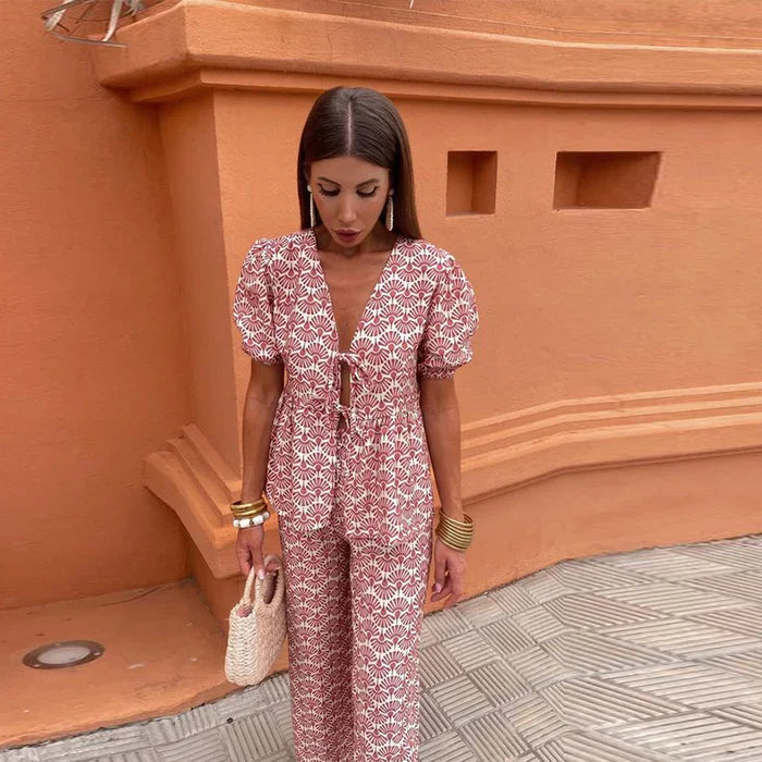 Liora – Summer Two-Piece Set with Statement Print