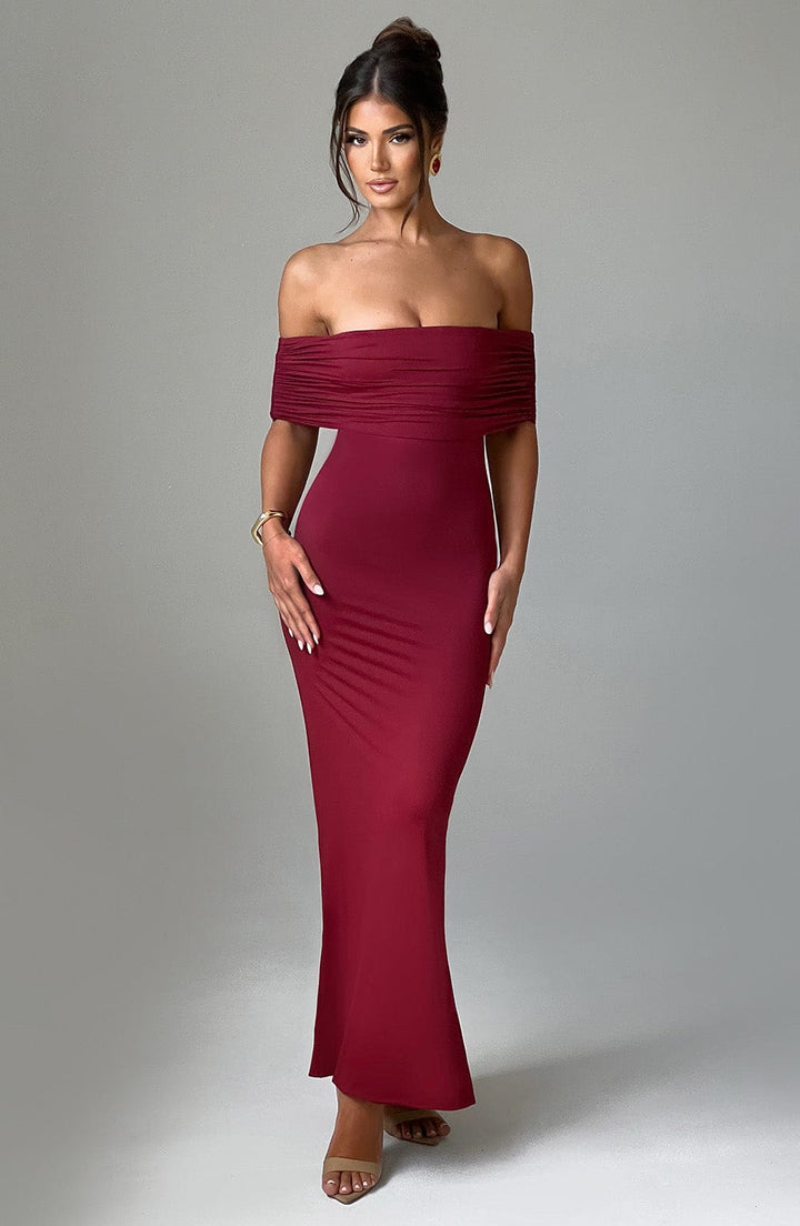 Kellyn – Sophisticated Bardot Maxi Dress