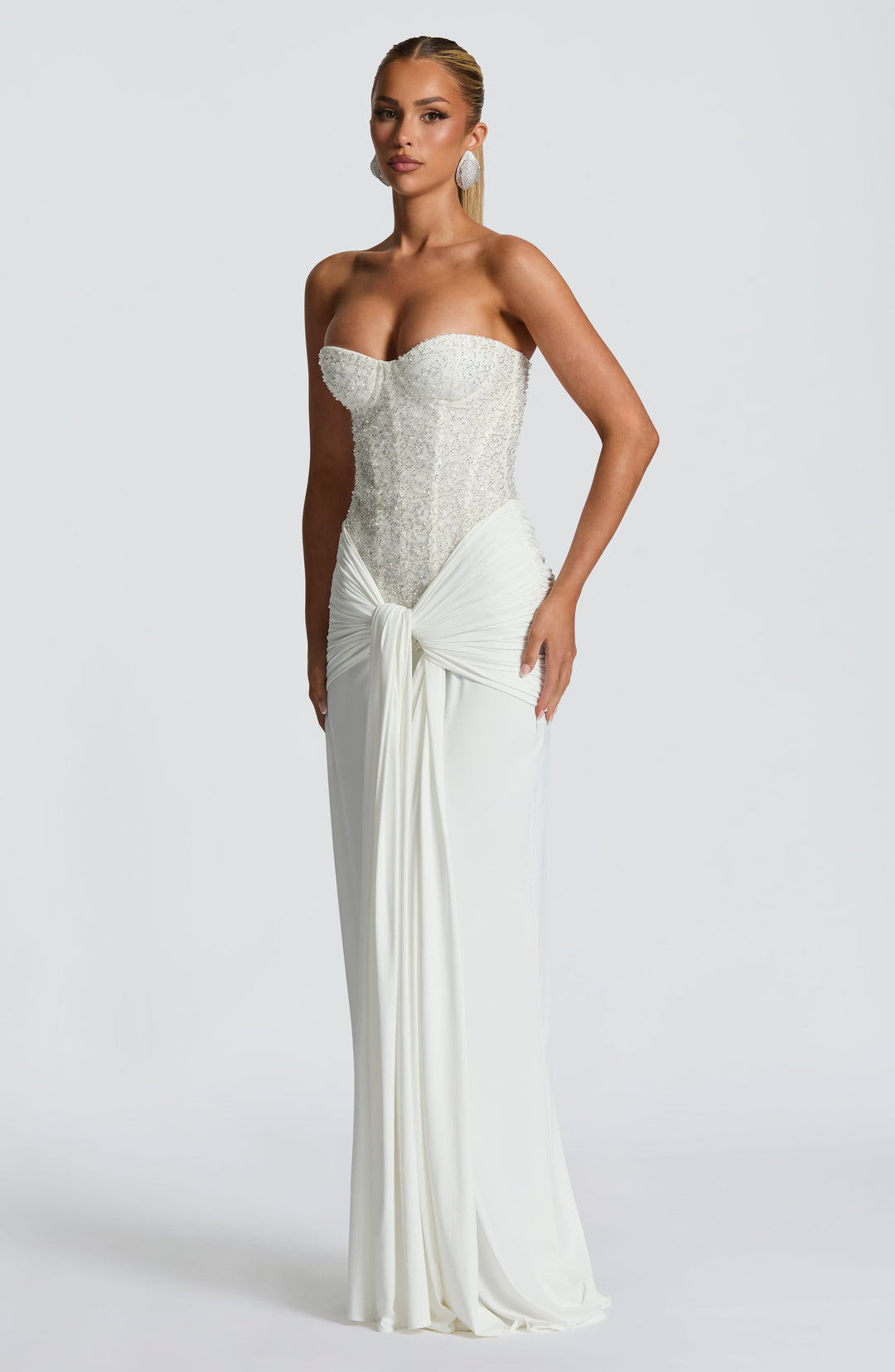 Orielle – Robe maxi bustier et drapé luxueux