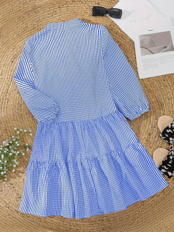 Maribel – Striped midi dress with puff sleeves