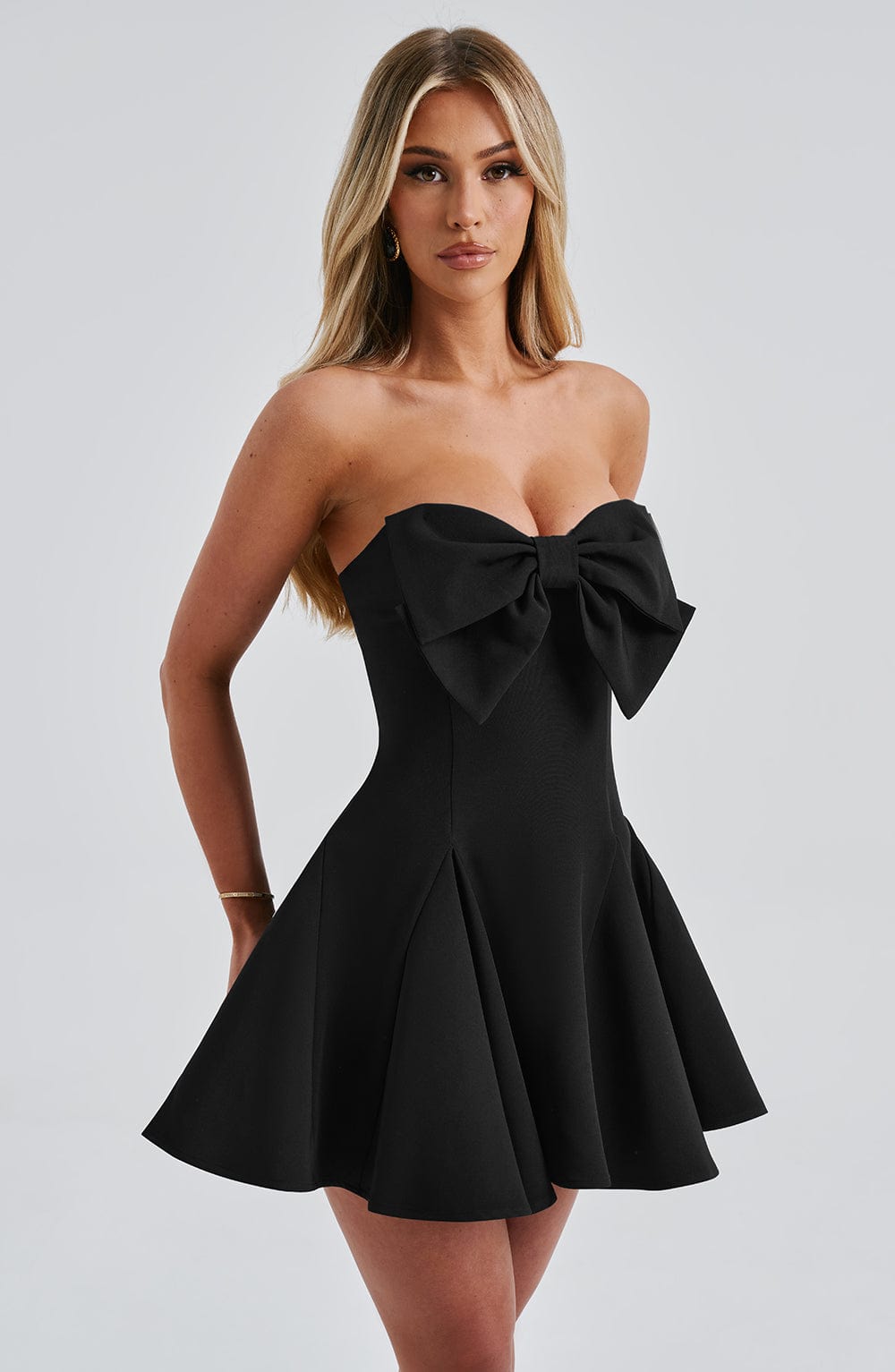 Holly – Strapless Playsuit with Bow Detail