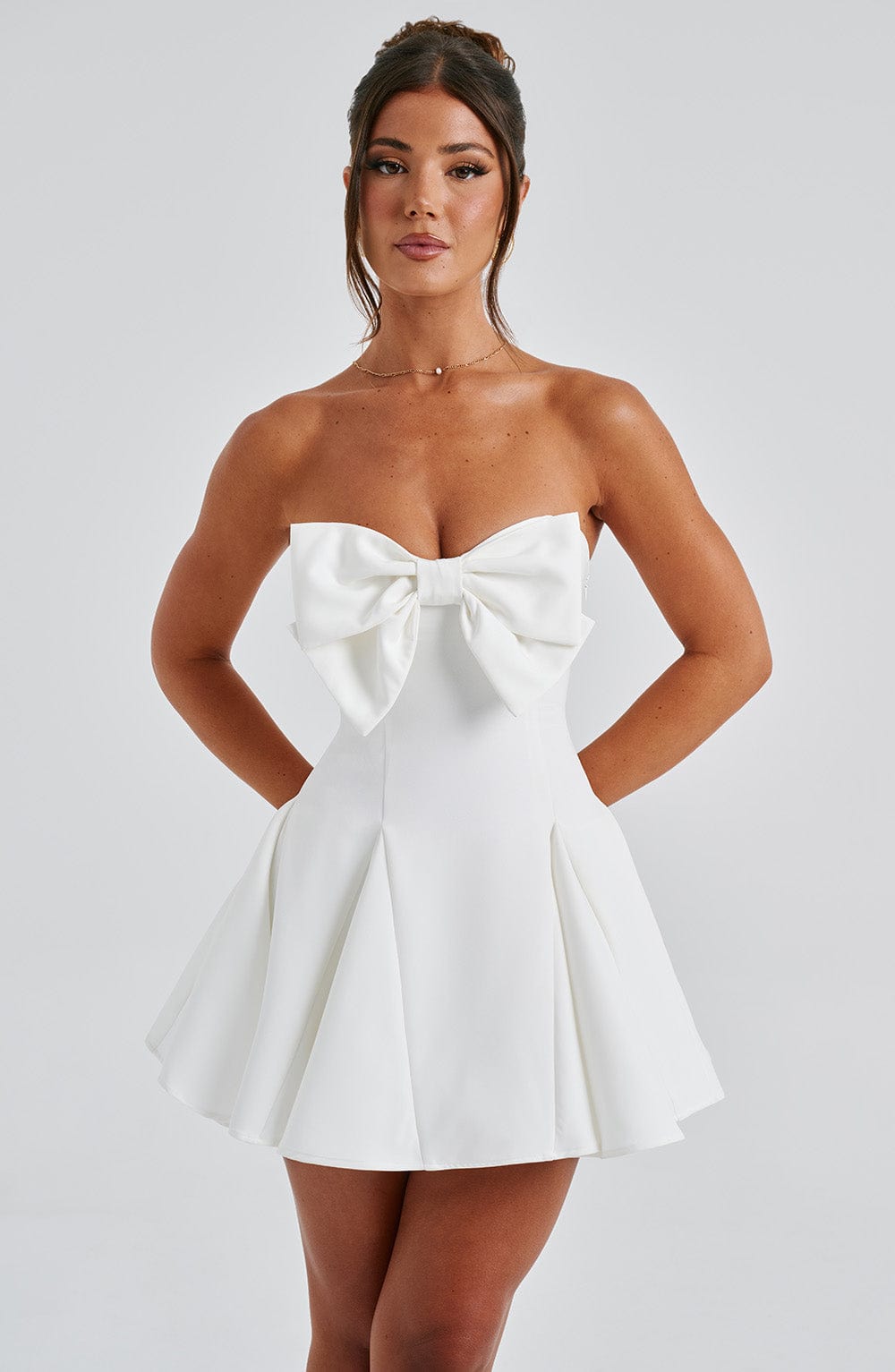 Holly – Strapless Playsuit with Bow Detail