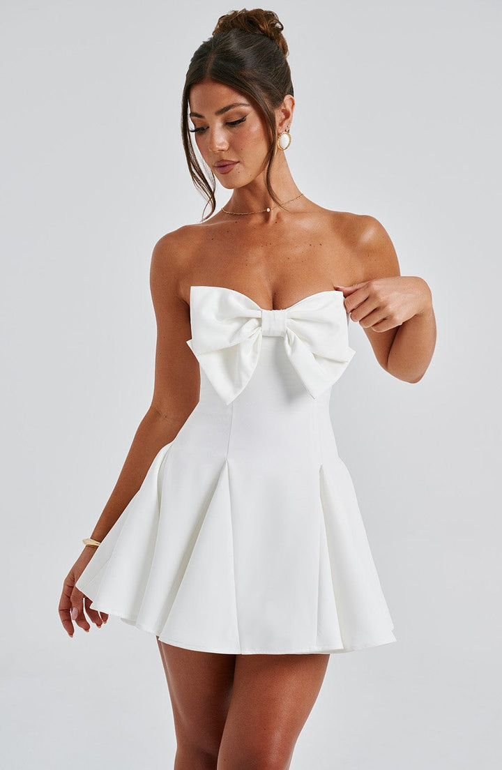 Holly – Strapless Playsuit with Bow Detail