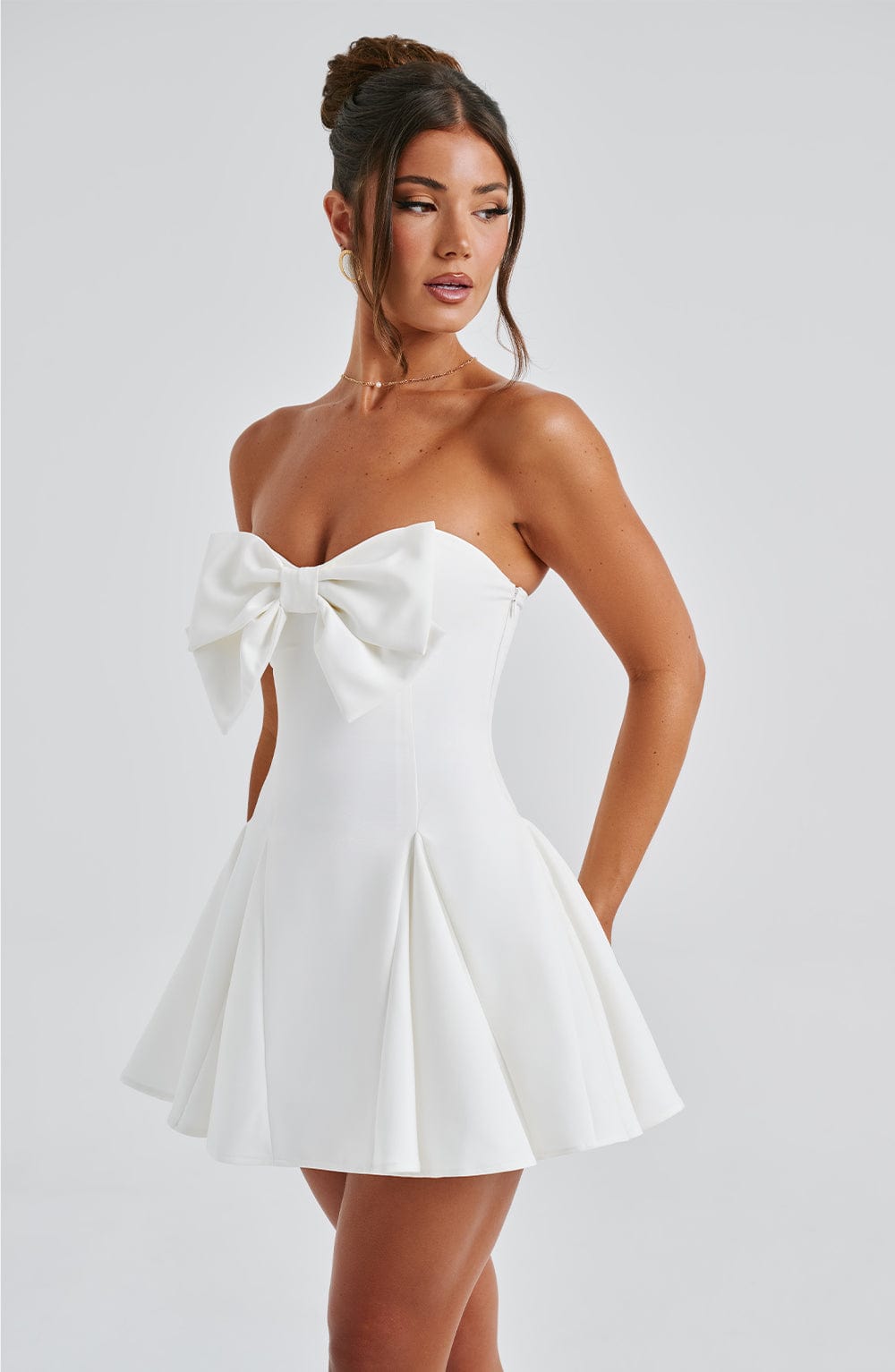 Holly – Strapless Playsuit with Bow Detail