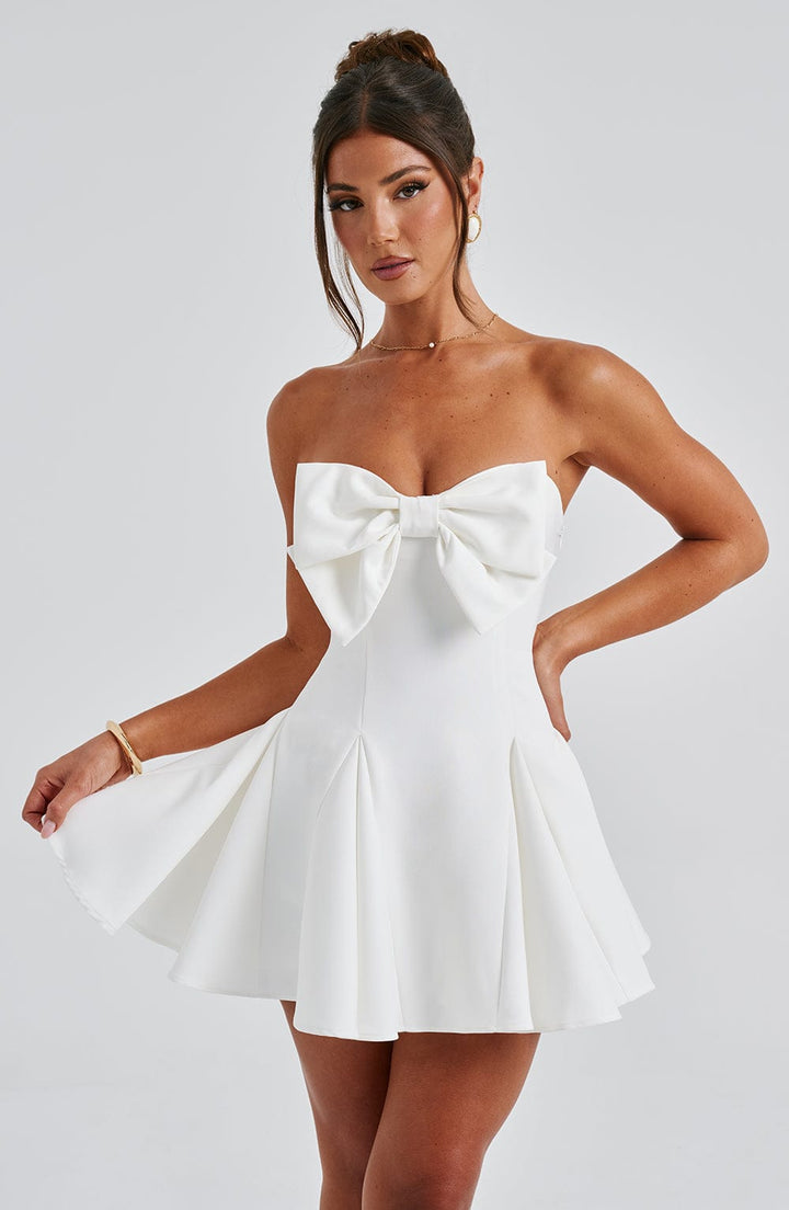 Holly – Strapless Playsuit with Bow Detail