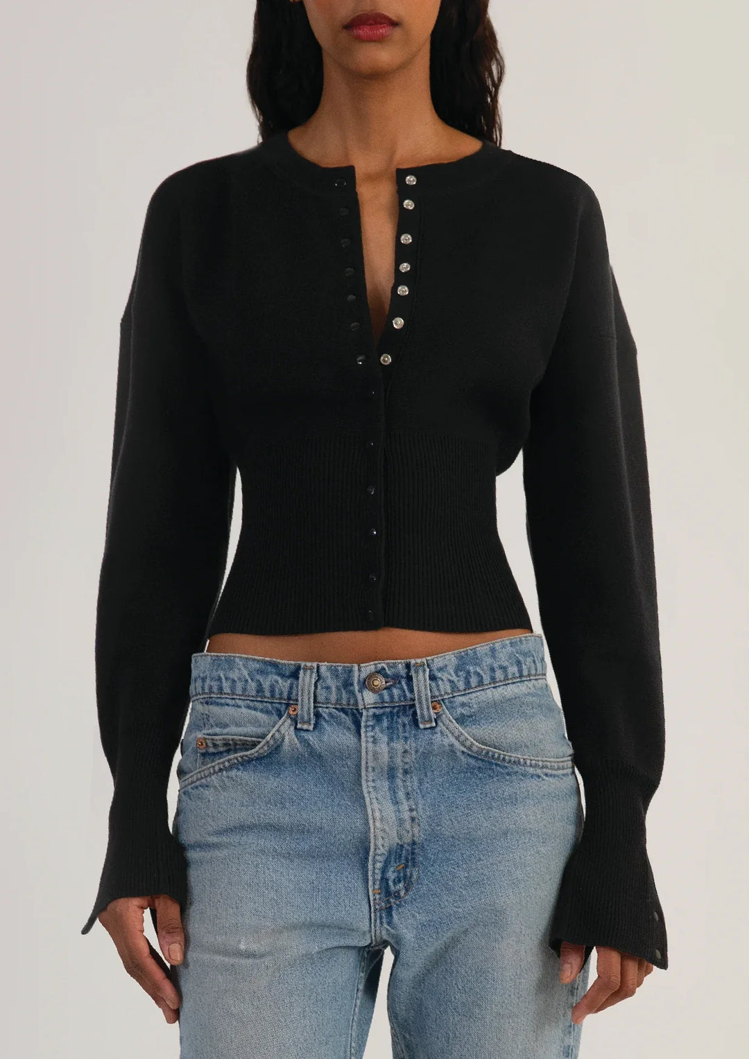 Evalora – Knitted cardigan with volume sleeves