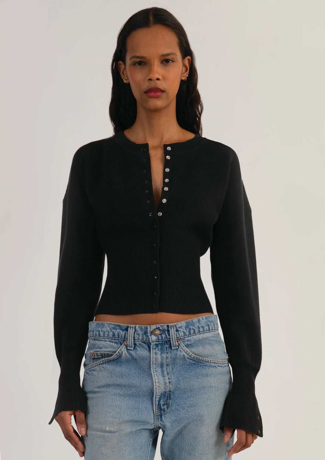 Evalora – Knitted cardigan with volume sleeves