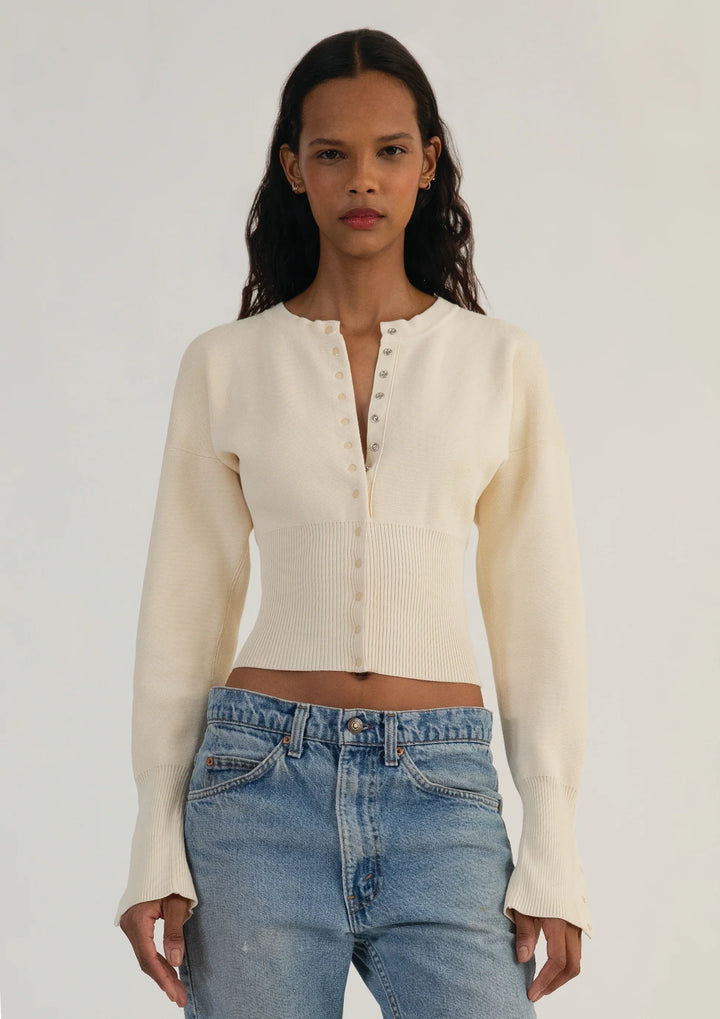 Evalora – Knitted cardigan with volume sleeves