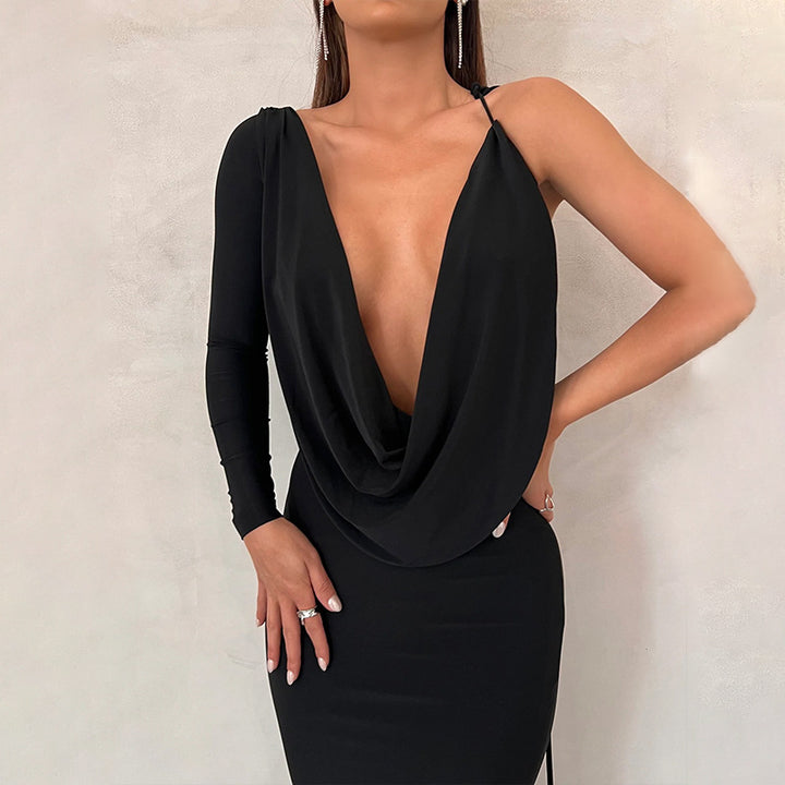 Camille - Robe longue asymétrique dos nu