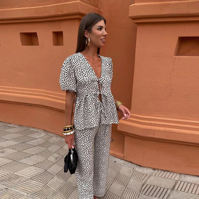 Liora – Summer Two-Piece Set with Statement Print